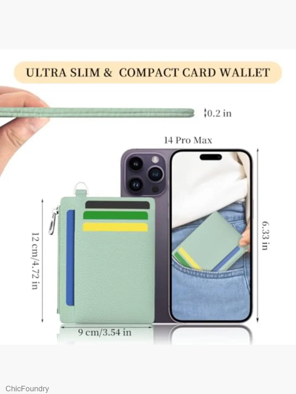 Slim RFID Blocking Mini Card Wallet Women PU Leather Coin Pocket